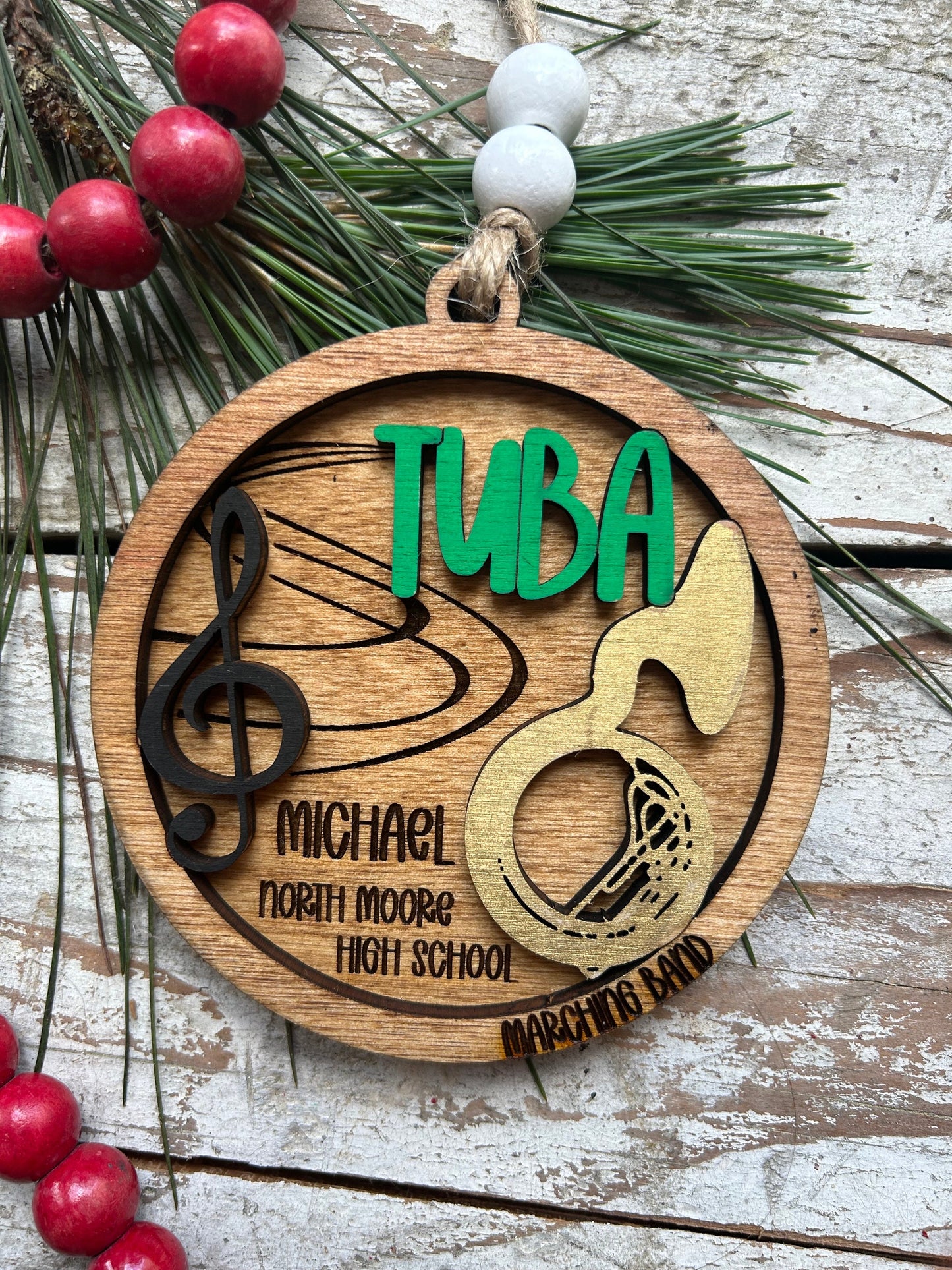 Personalized Tuba Marching Band Christmas Tree Ornament | Brass Music Instrument Ornament | Custom Band Gift | Gift for Band Director