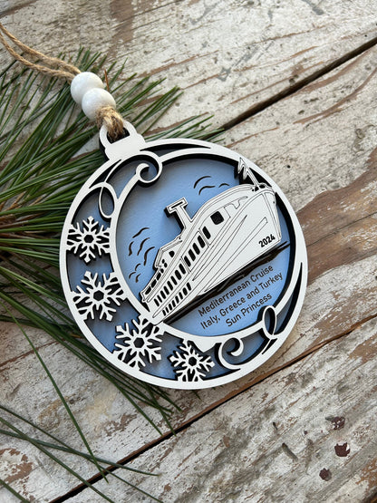 2026 Personalized Riverboat Cruise Christmas Tree Ornament | Family Vacation Ornament | Family Trip Keepsake | Custom River Boat Ship