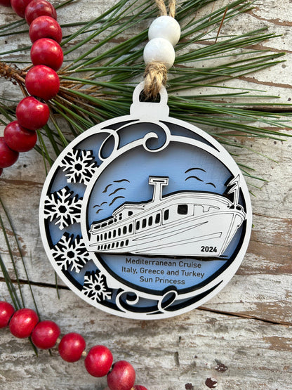 2026 Personalized Riverboat Cruise Christmas Tree Ornament | Family Vacation Ornament | Family Trip Keepsake | Custom River Boat Ship