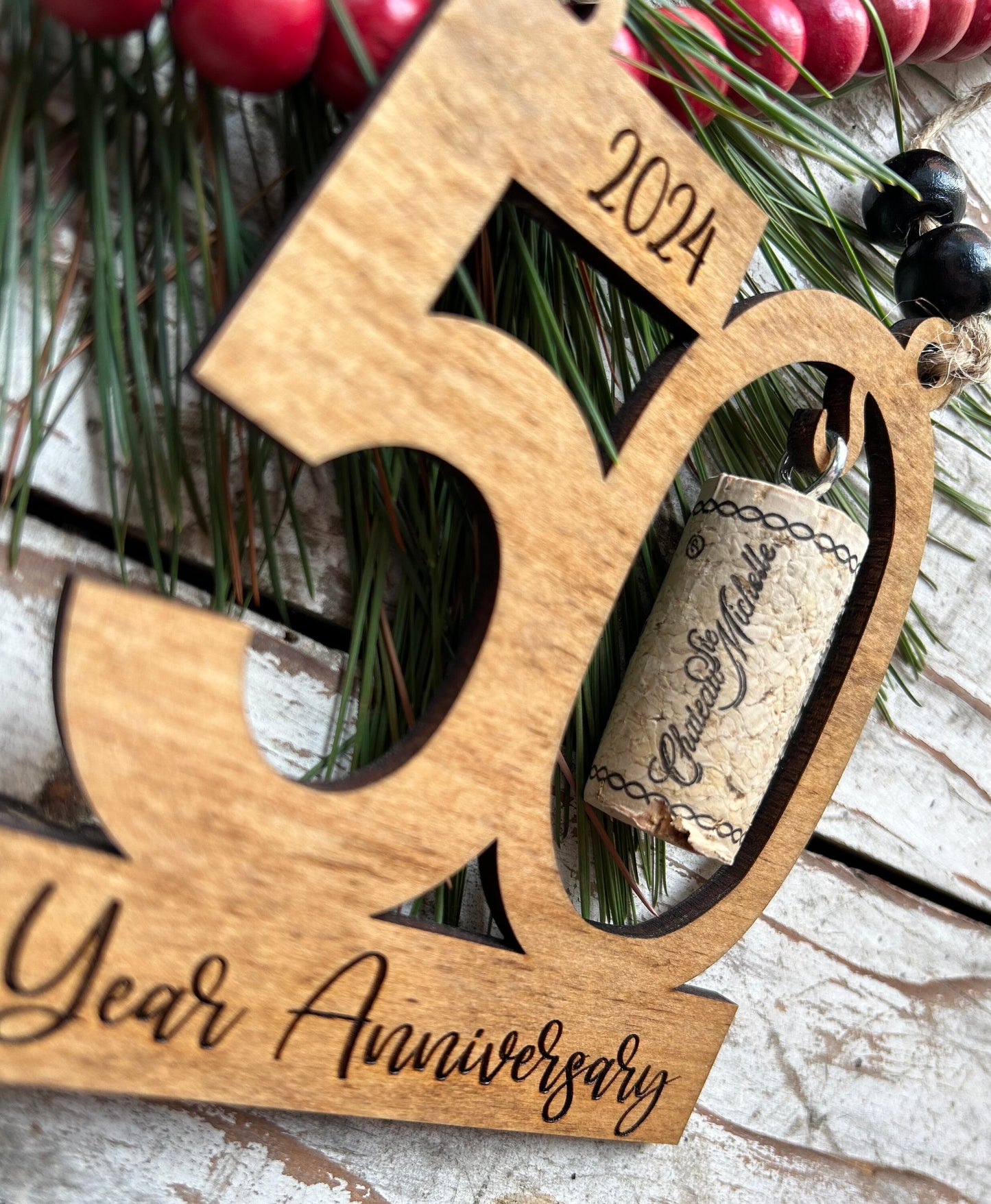 2026 50th Anniversary Wine Cork Keepsake Christmas Tree Ornament-cork not included | 50th Anniversary Gift | Fifty Year Anniversary | 50 yr