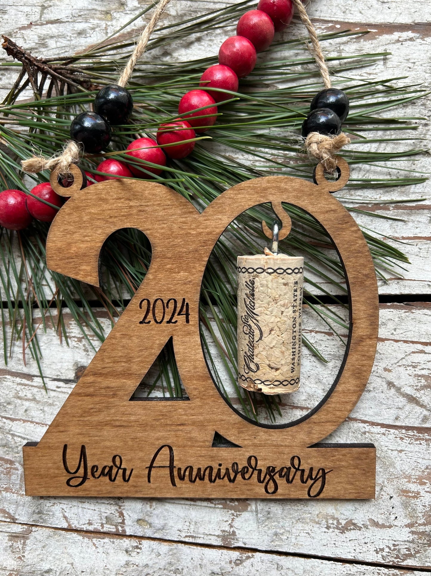 2026 20th Anniversary Wine Cork Keepsake Christmas Tree Ornament-cork not included | 20th Anniversary Gift | Twenty Year Anniversary | 20 yr