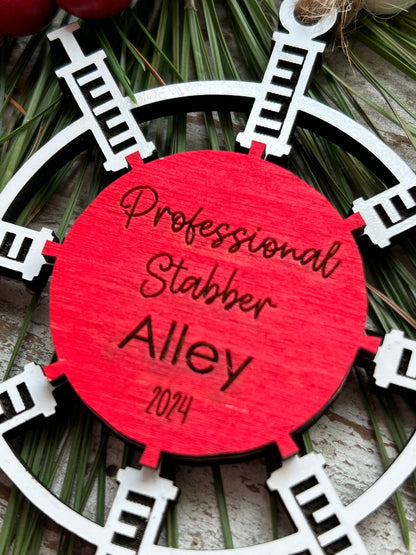 Phlebotomist Christmas Tree Ornament | Gift for Professional Needle Sticker | Phlebotomy Graduation Gift | Vein Stabber Ornament | MLT