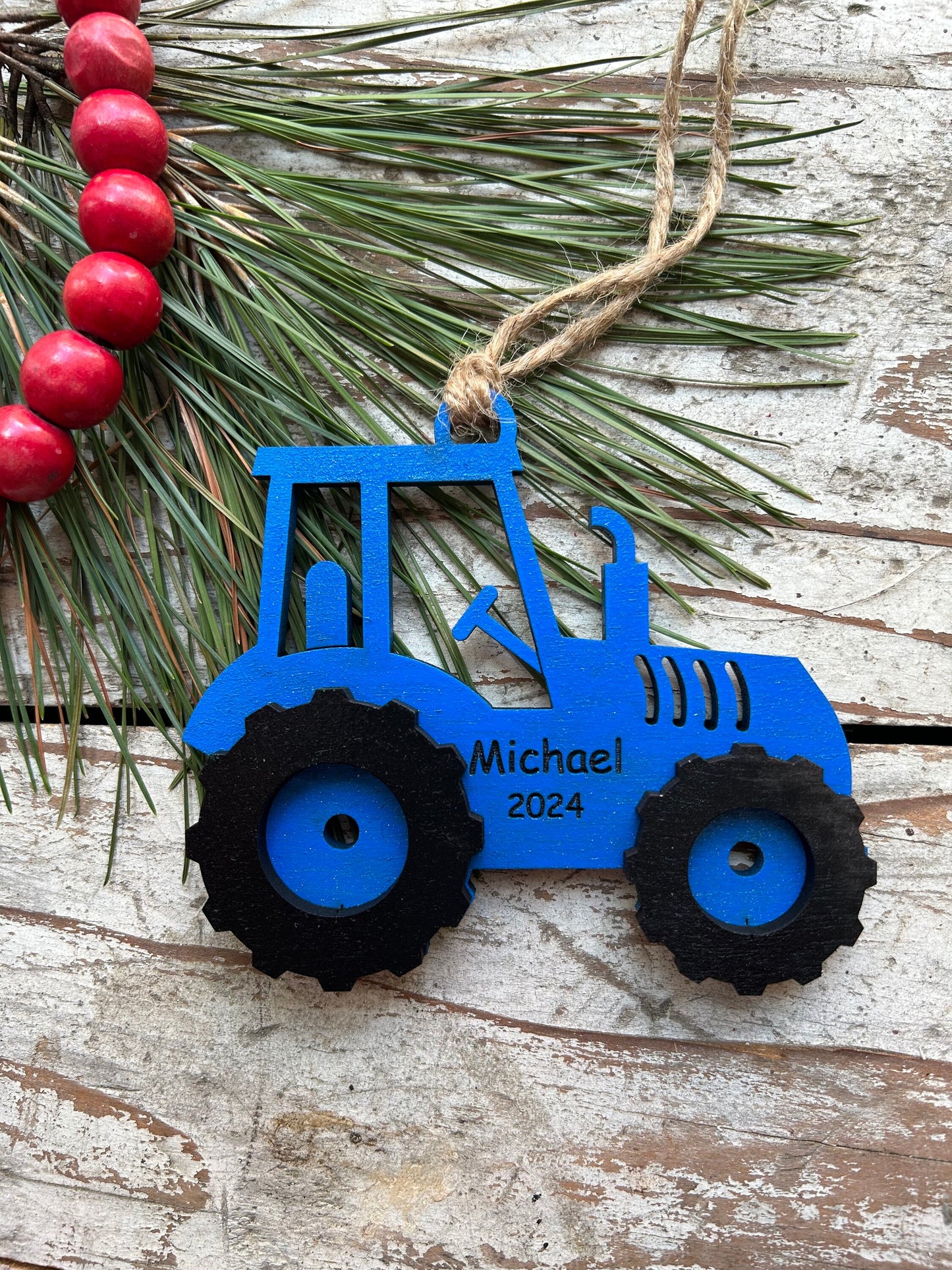 Personalized Tractor Christmas Ornament | Ornament for Boy | Gift for Farmer | Tractor Pull Ornament