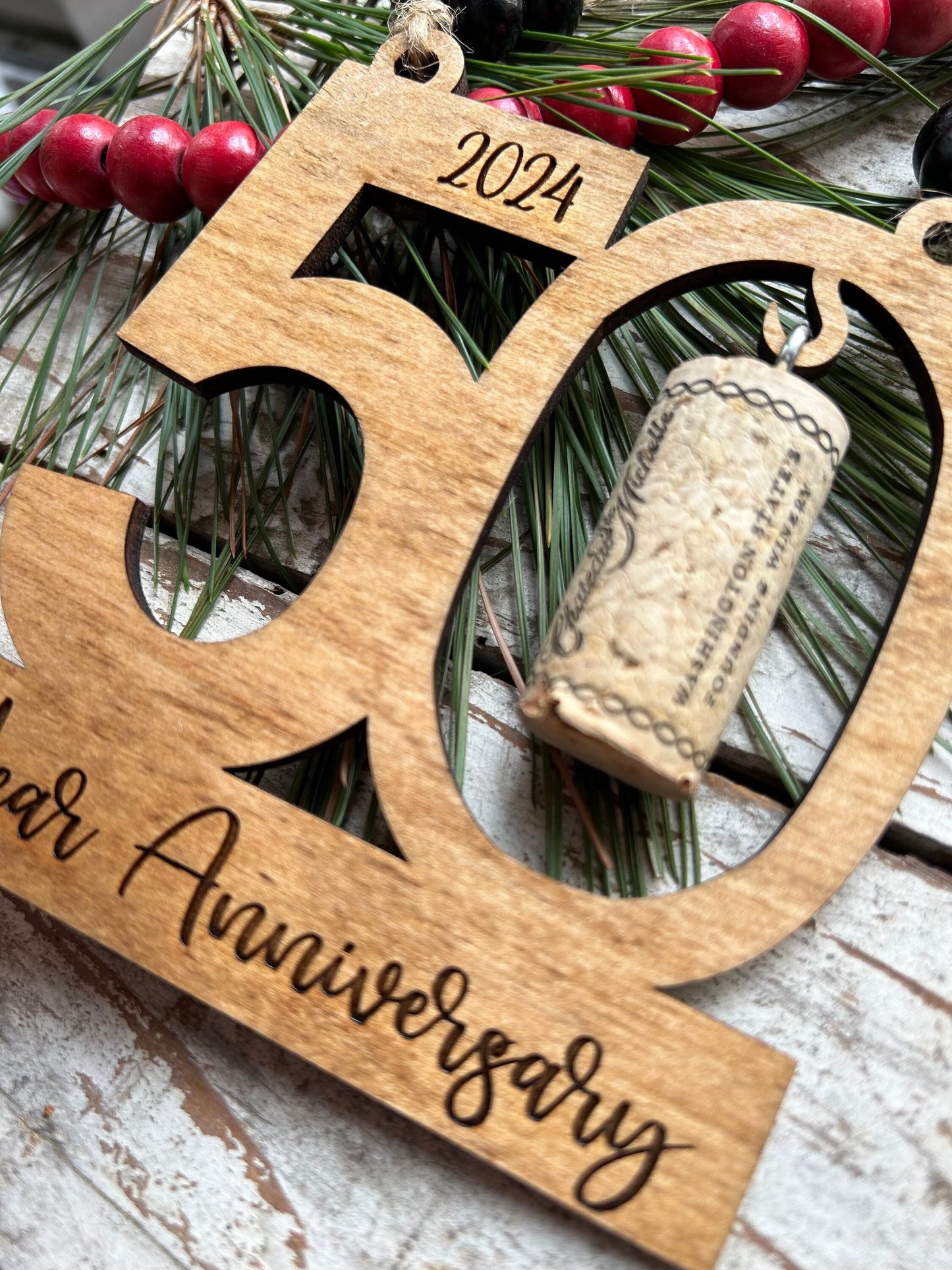 2026 50th Anniversary Wine Cork Keepsake Christmas Tree Ornament-cork not included | 50th Anniversary Gift | Fifty Year Anniversary | 50 yr