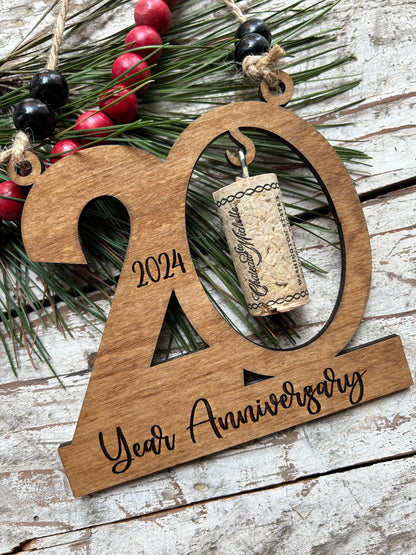2026 20th Anniversary Wine Cork Keepsake Christmas Tree Ornament-cork not included | 20th Anniversary Gift | Twenty Year Anniversary | 20 yr