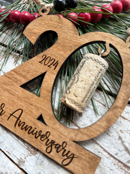 2026 20th Anniversary Wine Cork Keepsake Christmas Tree Ornament-cork not included | 20th Anniversary Gift | Twenty Year Anniversary | 20 yr