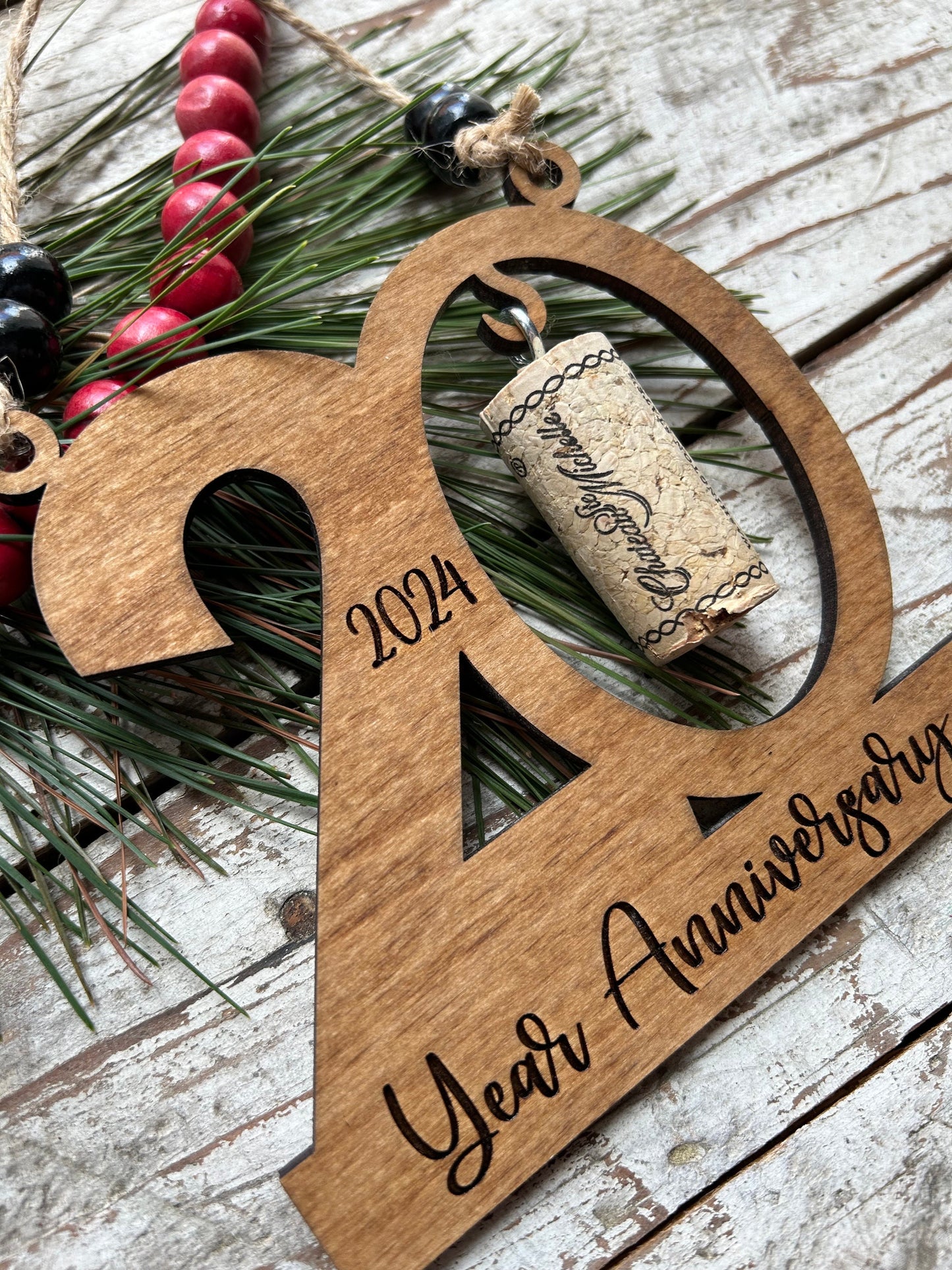 2026 20th Anniversary Wine Cork Keepsake Christmas Tree Ornament-cork not included | 20th Anniversary Gift | Twenty Year Anniversary | 20 yr