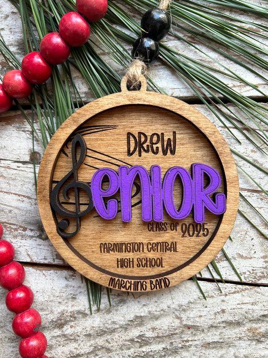 Personalized Marching Band - Chorus Senior Christmas Tree Ornament |  Custom Band Graduation Gift | College Band Senior Class of 2025 |