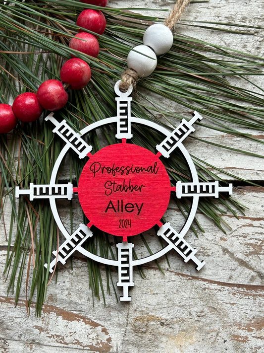 Phlebotomist Christmas Tree Ornament | Gift for Professional Needle Sticker | Phlebotomy Graduation Gift | Vein Stabber Ornament | MLT