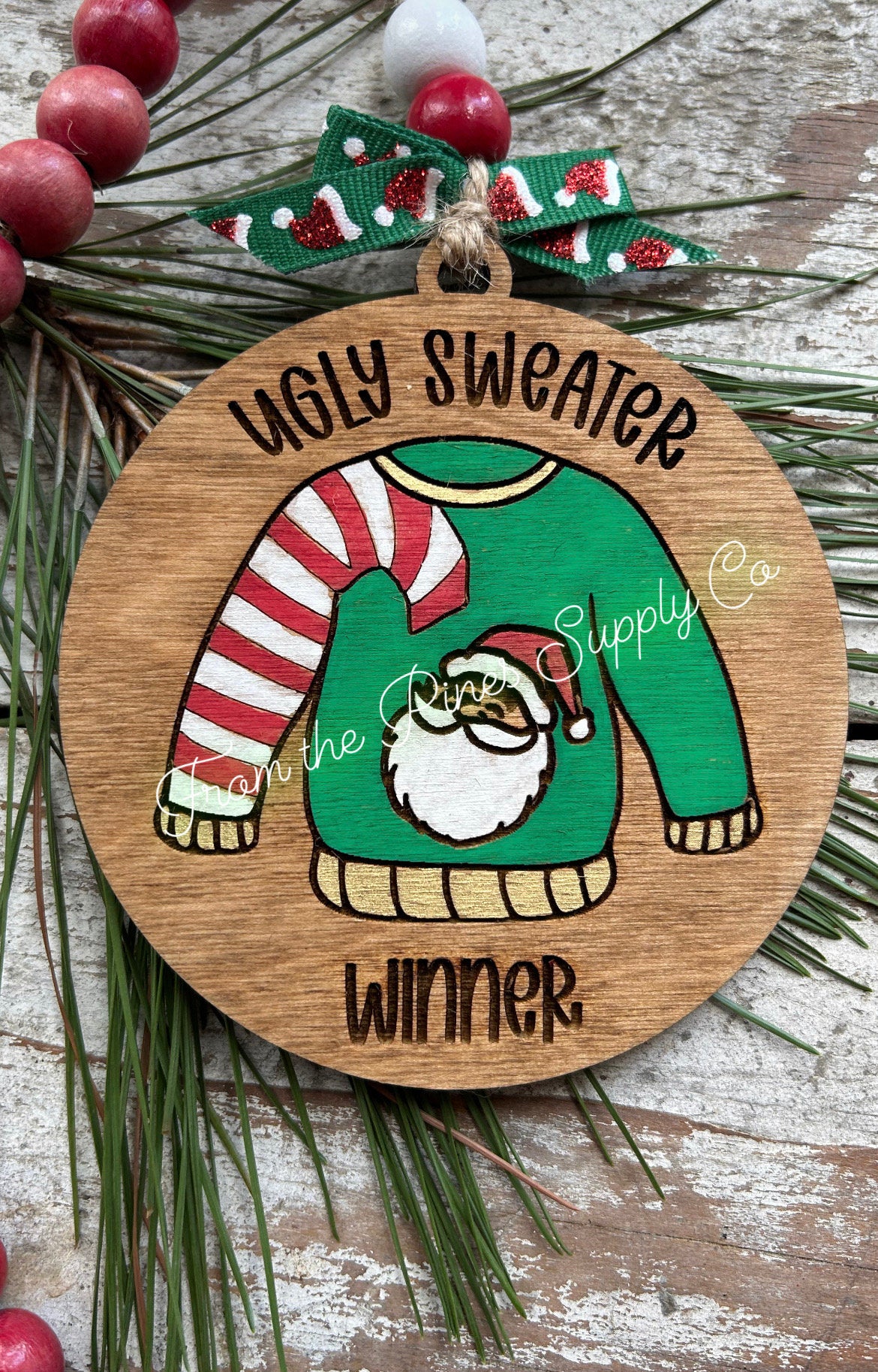 Ugly Sweater Winner Christmas Tree Ornament | Holiday Party Contest | Costume Contest Award | Christmas Party Door Prize