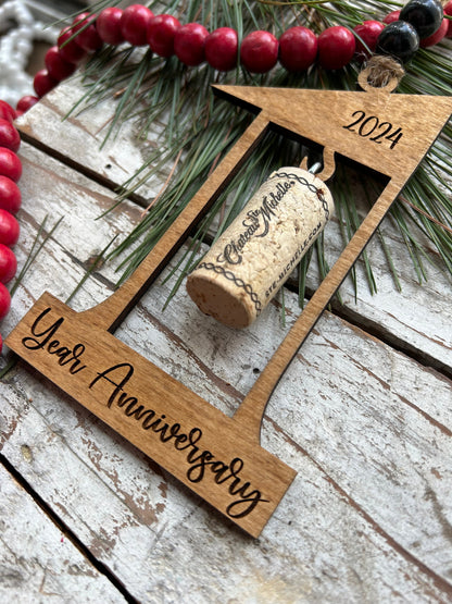 2026 1st Wedding Anniversary Wine Cork Keepsake Christmas Tree Ornament- Cork not included | First Anniversary Gift | Gift for Newlyweds