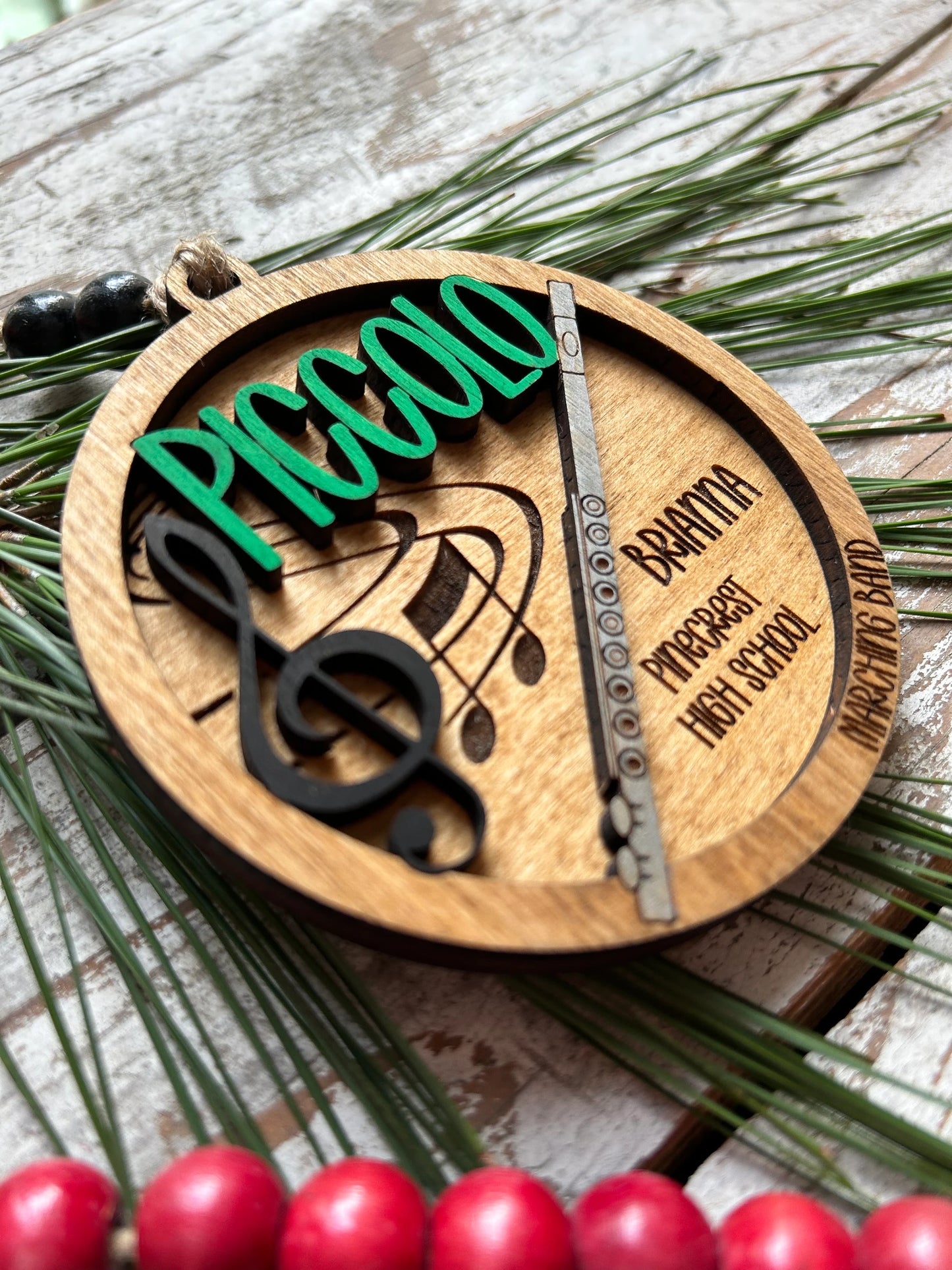 Personalized Piccolo Marching Band Christmas Tree Ornament | Music Instrument Ornament | Flute Custom Band Gift | Gift for Band Director