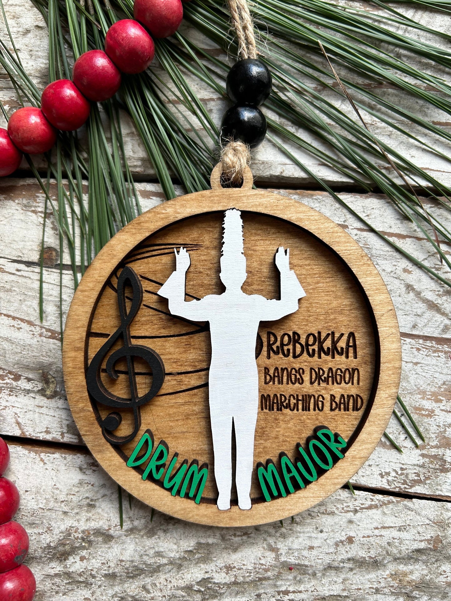 Personalized Drum Major Marching Band Christmas Tree Ornament |  Custom Band Leader Gift | Gift for Band Director | Music Lover | Conductor