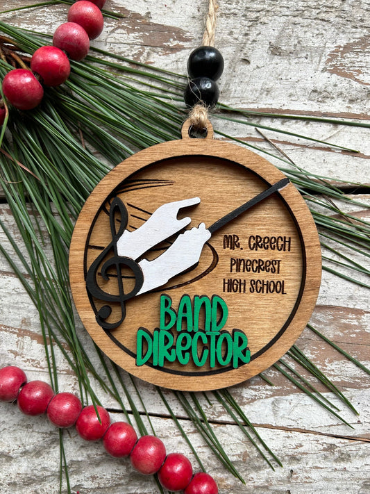Personalized Marching Band Director Christmas Tree Ornament |  Custom Band Leader Gift | Gift for Band Teacher | Music Lover | Conductor