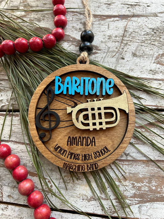 Personalized Baritone Marching Band Christmas Tree Ornament | Brass Music Instrument Ornament | Custom Band Gift | Gift for Band Director