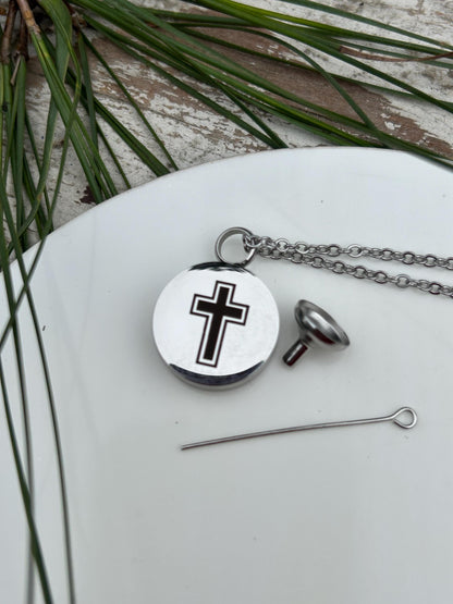 Personalized Cross Urn Necklace | Custom Engraved Cremation Jewelry | Memorial Sympathy Gift Loss of Loved One | Mom or Dad Ashes Keepsake