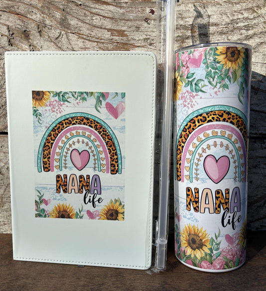 Nana Tumbler and Journal Set | Gift for Grandma from Grandkids | Mothers Day Gift for Grandmother | Nana Water Bottle and Notebook Present