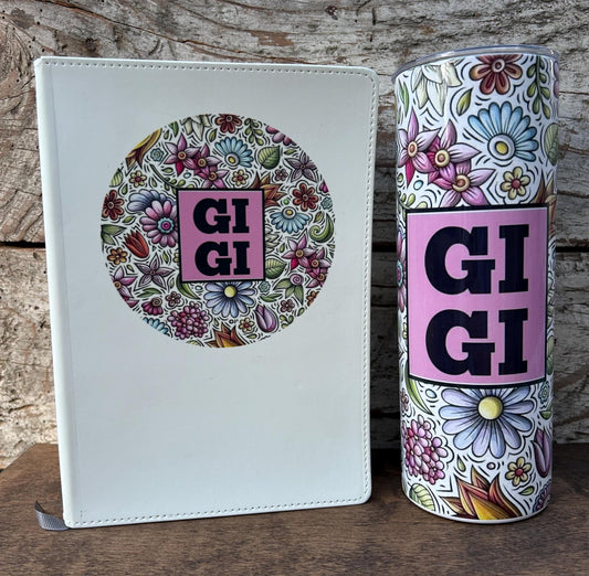 Gigi Tumbler and Journal Set | Gift for Grandma from Grandkids | Mothers Day Gift for Grandmother | GiGi Water Bottle and Notebook Present