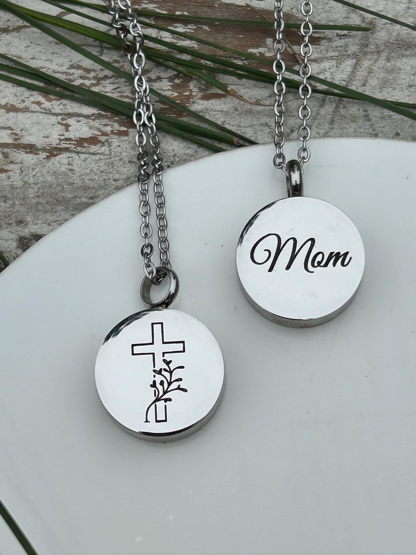 Personalized Cross Urn Necklace | Custom Engraved Cremation Jewelry | Memorial Sympathy Gift Loss of Loved One | Mom or Dad Ashes Keepsake