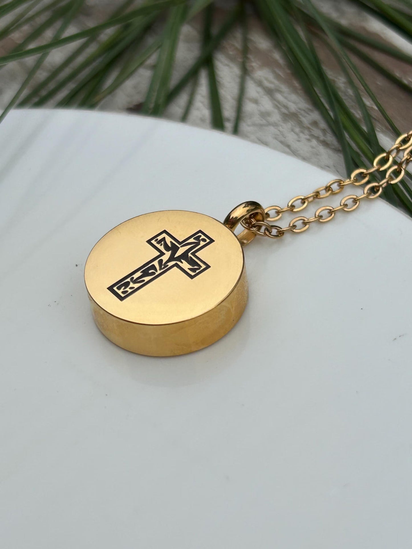 Personalized Cross Urn Necklace | Custom Engraved Cremation Jewelry | Memorial Sympathy Gift Loss of Loved One | Mom or Dad Ashes Keepsake