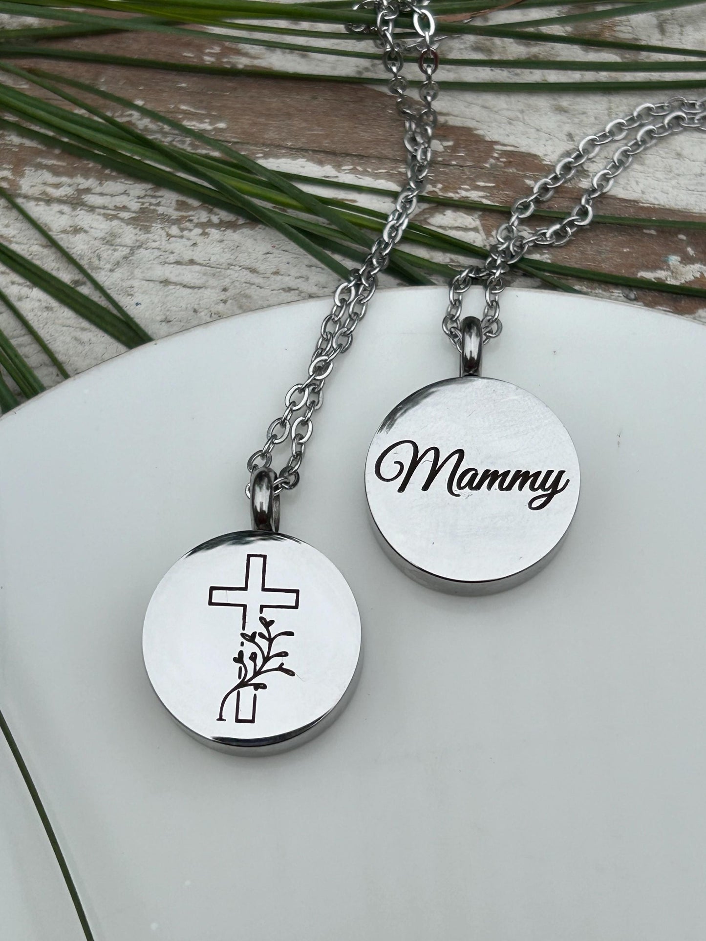 Personalized Cross Urn Necklace | Custom Engraved Cremation Jewelry | Memorial Sympathy Gift Loss of Loved One | Mom or Dad Ashes Keepsake