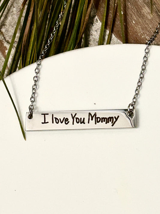 Personalized Mom Necklace Using Child Handwriting | Mothers Day Gift from Son or Daughter | Custom Signature Necklace | Engraved Handwriting