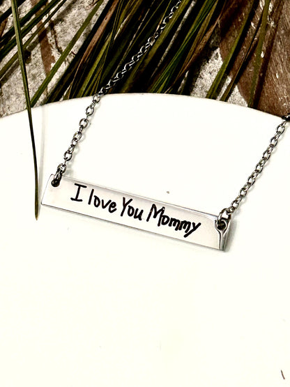 Personalized Mom Necklace Using Child Handwriting | Mothers Day Gift from Son or Daughter | Custom Signature Necklace | Engraved Handwriting