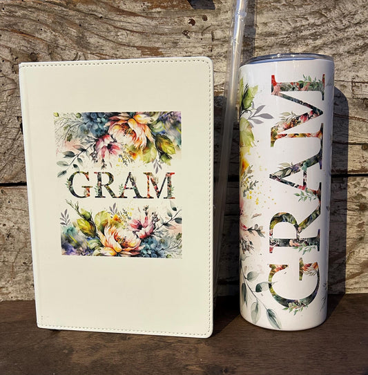 Gram Tumbler and Journal Set | Gift for Grandma | Mothers Day Gift for Grandmother | Water Bottle and Notebook Present for Grammy