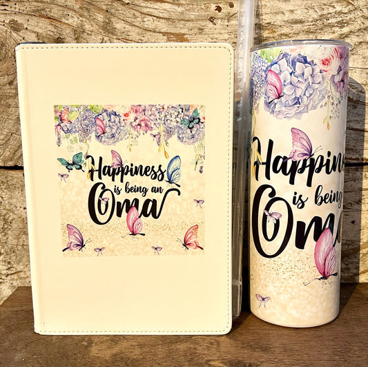 Oma Tumbler and Journal Set | Gift for Grandma from Grandkids | Mothers Day Gift for Grandmother | Water Bottle and Notebook Present for Oma