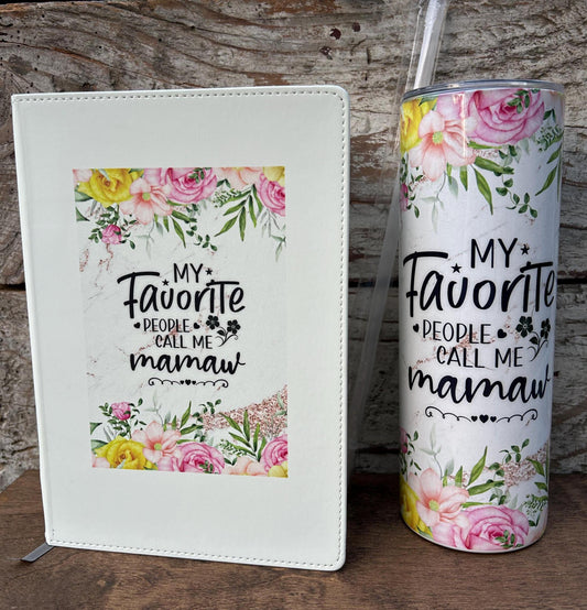 Mamaw Tumbler and Journal Set | Gift for Grandma | Mothers Day Gift for Grandmother | Water Bottle and Notebook Present for Mamaw