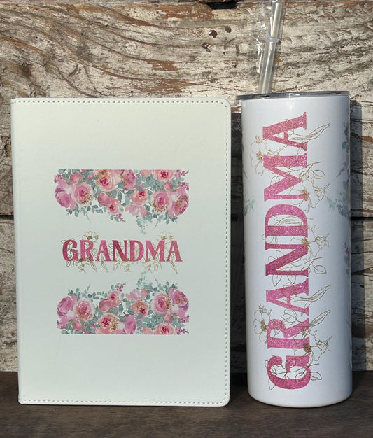 Grandma Tumbler and Journal Set | Gift from Grandkids | Mothers Day Gift for Grandmother | Water Bottle and Notebook Present for Grandma
