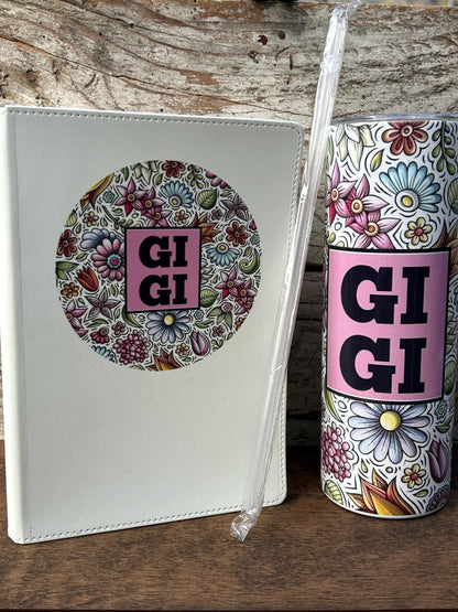 Gigi Tumbler and Journal Set | Gift for Grandma from Grandkids | Mothers Day Gift for Grandmother | GiGi Water Bottle and Notebook Present