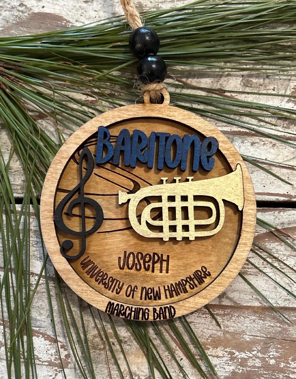 Personalized Baritone Marching Band Christmas Tree Ornament | Brass Music Instrument Ornament | Custom Band Gift | Gift for Band Director