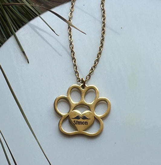 Personalized Paw Print Memorial Necklace for Her | Custom Engraved Pet Loss Memorial Jewelry | Dog Lover | Sympathy Gift | Gift for Dog Mom