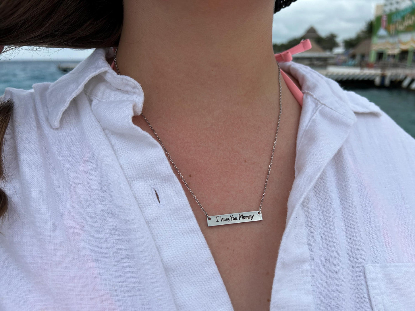 Personalized Mom Necklace Using Child Handwriting | Mothers Day Gift from Son or Daughter | Custom Signature Necklace | Engraved Handwriting