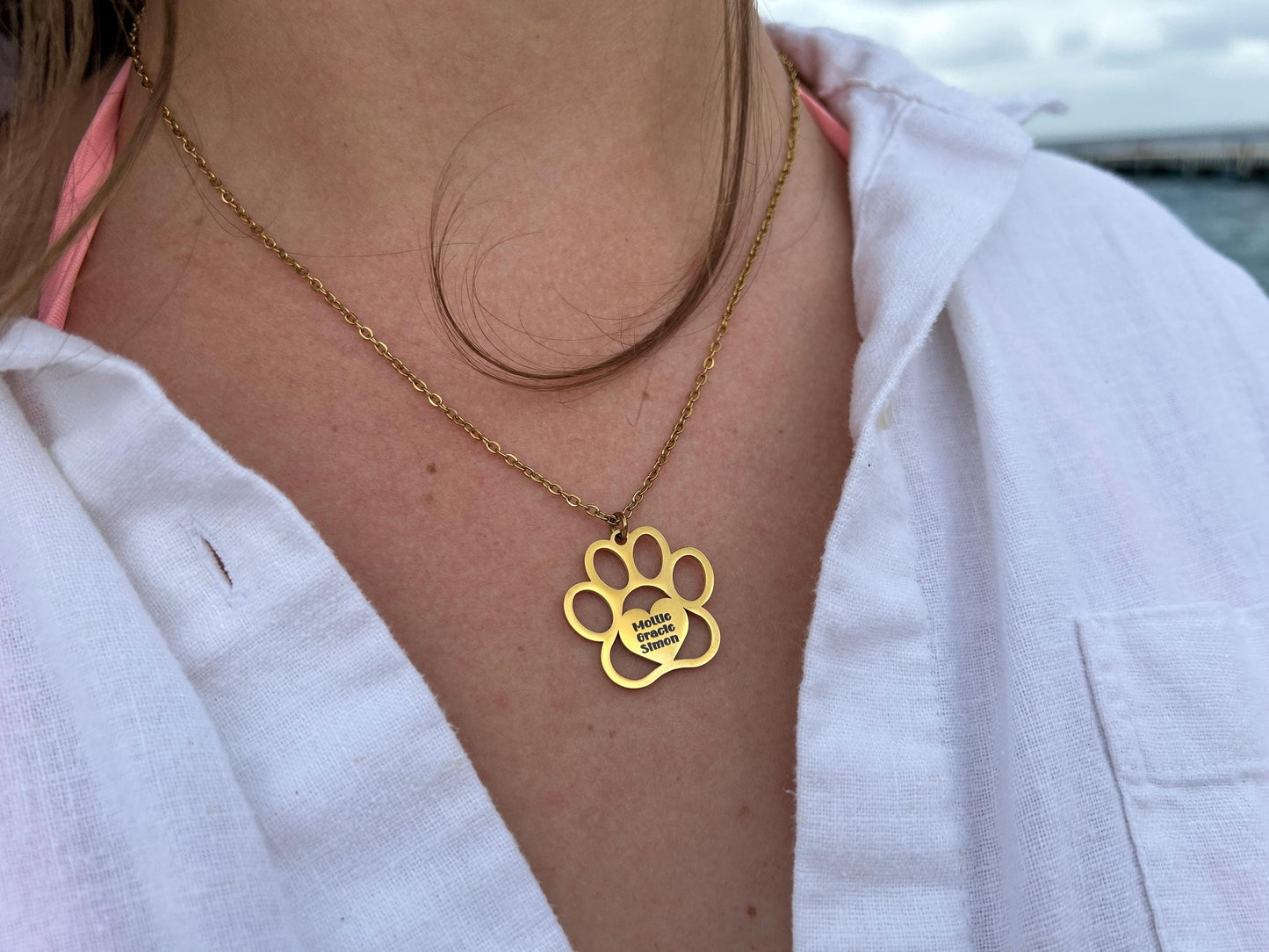 Personalized Paw Print Memorial Necklace for Her | Custom Engraved Pet Loss Memorial Jewelry | Dog Lover | Sympathy Gift | Gift for Dog Mom