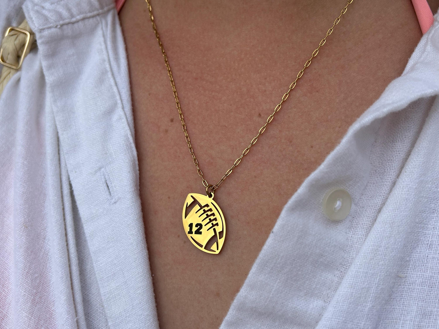Personalized Football Number Necklace | Custom Sports Necklace Gift | Football Mom Necklace | Football Game Accessories | Game Day Present
