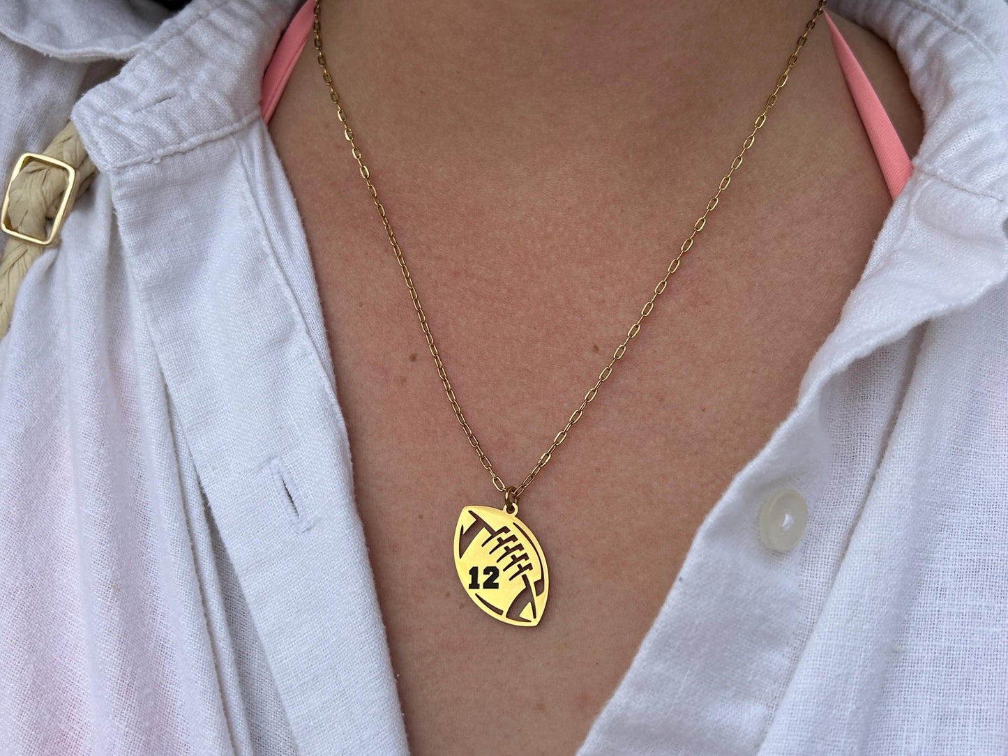 Personalized Football Number Necklace | Custom Sports Necklace Gift | Football Mom Necklace | Football Game Accessories | Game Day Present