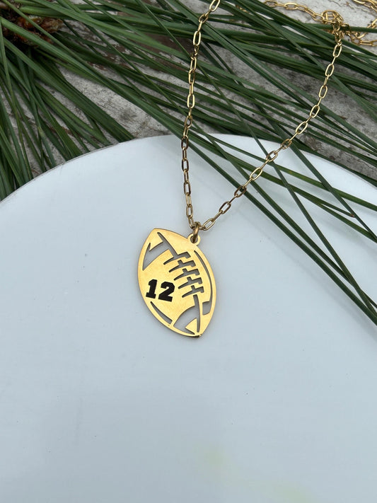 Personalized Football Number Necklace | Custom Sports Necklace Gift | Football Mom Necklace | Football Game Accessories | Game Day Present