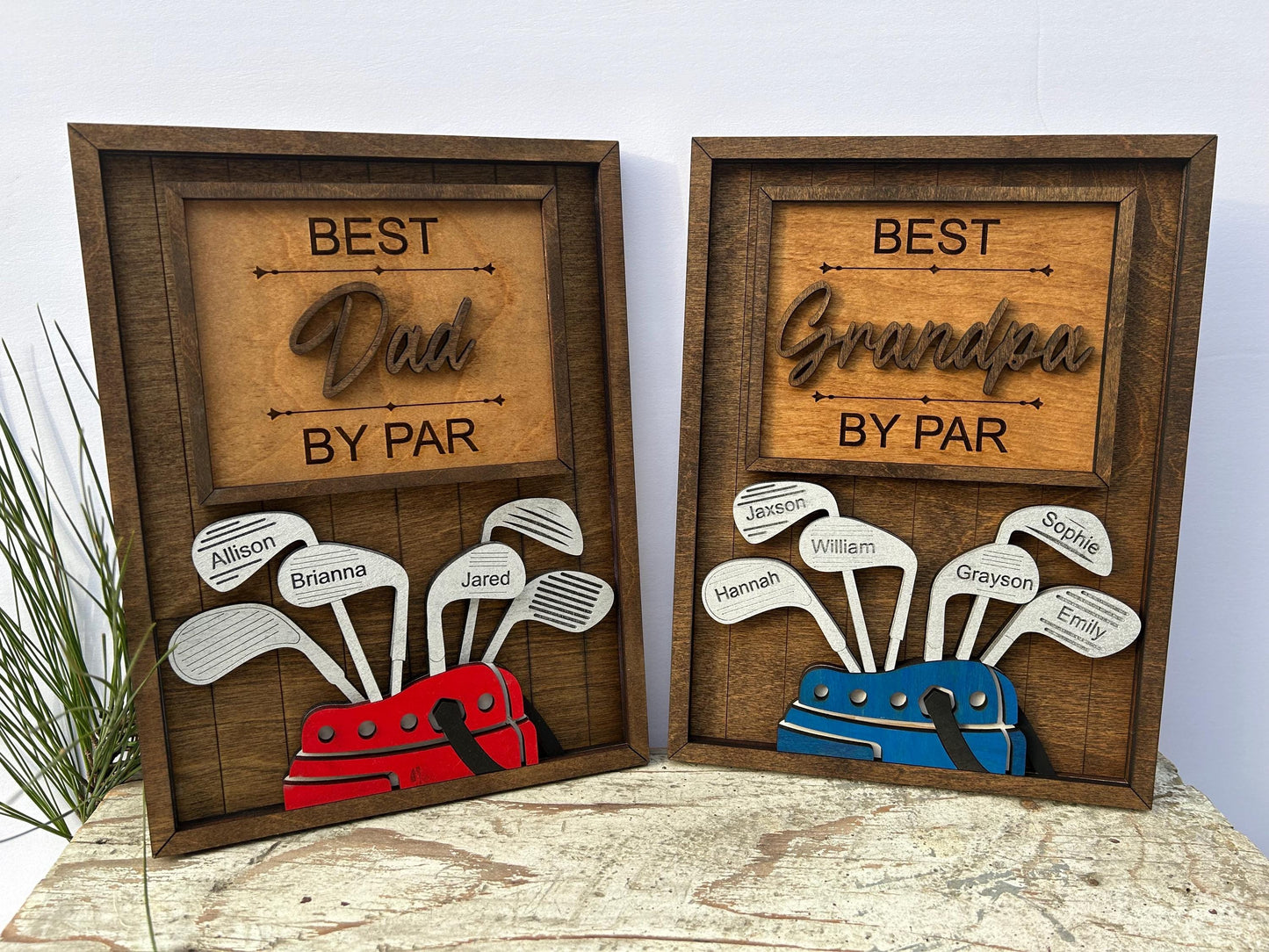 Extra Golf Club for Personalized Dad or Grandpa Golf Sign | Best Dad by Par Fathers Day Golfing Gift for Daddy | Papa Pops Pappy