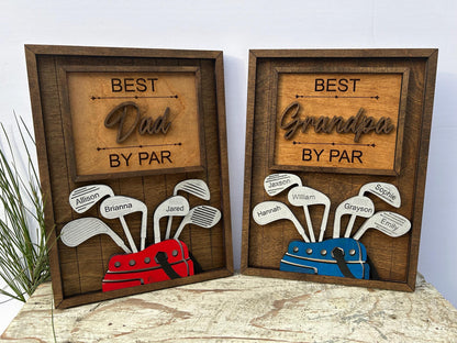 Extra Golf Club for Personalized Dad or Grandpa Golf Sign | Best Dad by Par Fathers Day Golfing Gift for Daddy | Papa Pops Pappy