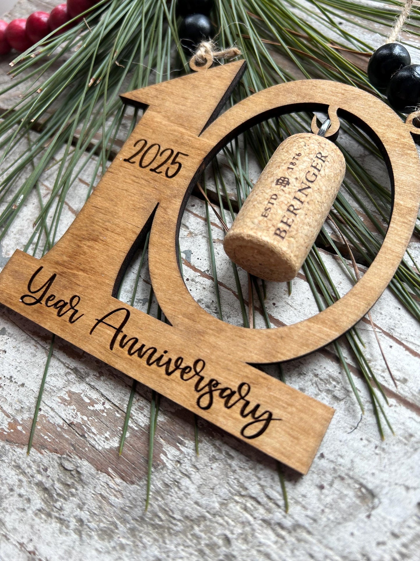 2026 10th Anniversary Wine Cork Keepsake Christmas Tree Ornament- Cork not included | Ten Year Anniversary | 10th Anniversary Gift | 10 yr