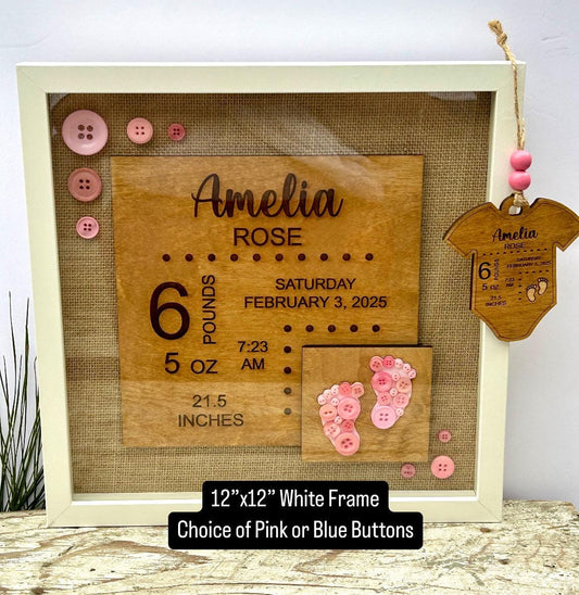 Personalized Newborn Baby Birth Stats Sign | Newborn Name Announcement | Nursery Name Sign | Baby Shower Gift | Baby Arrival Keepsake