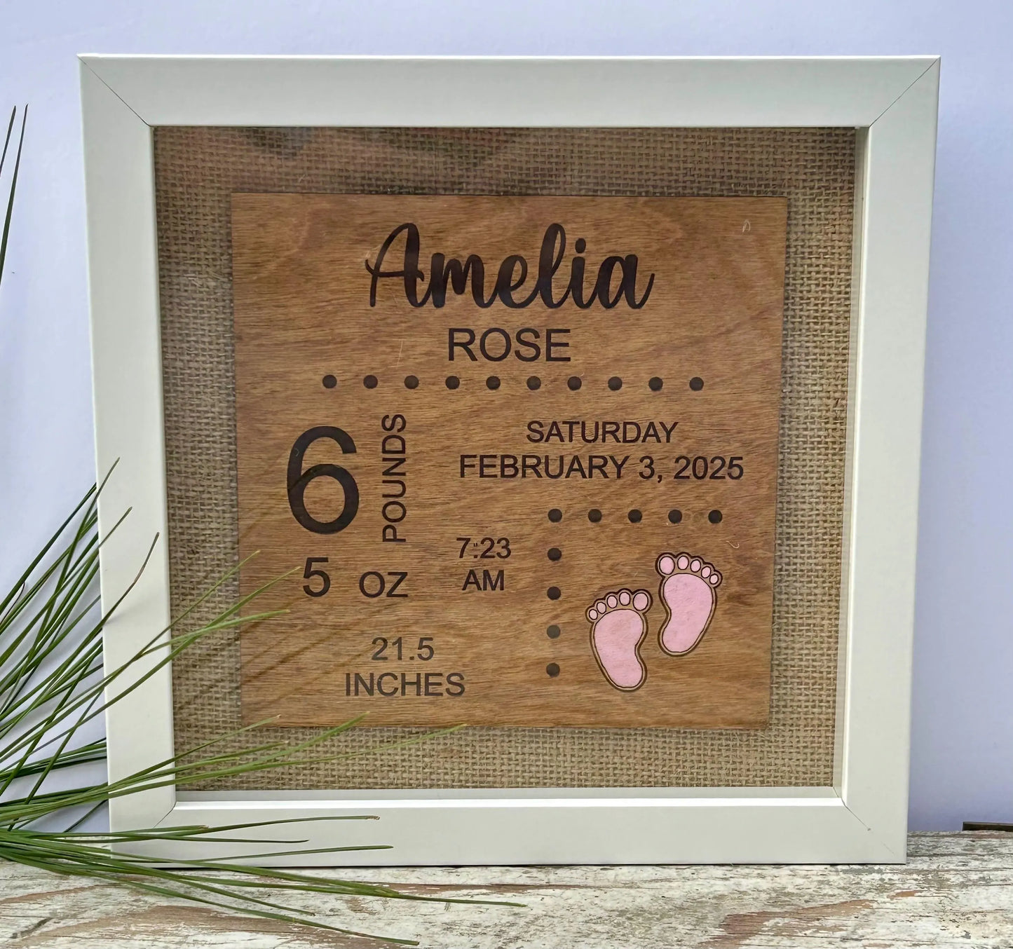 Personalized Newborn Baby Birth Stats Sign | Newborn Name Announcement | Nursery Name Sign | Baby Shower Gift | Baby Arrival Keepsake