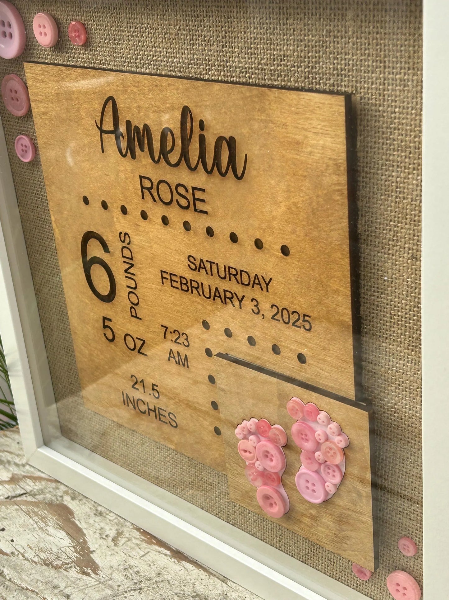 Personalized Newborn Baby Birth Stats Sign | Newborn Name Announcement | Nursery Name Sign | Baby Shower Gift | Baby Arrival Keepsake