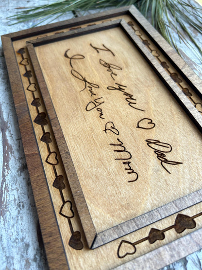Personalized I Love You Signature Sign | Mom and Dad Handwriting for Children | Baby Shower Gift | Nursery Decor | Loss of Parent Memorial