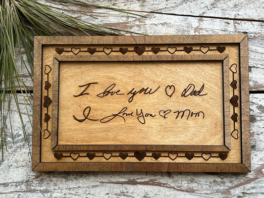 Personalized I Love You Signature Sign | Mom and Dad Handwriting for Children | Baby Shower Gift | Nursery Decor | Loss of Parent Memorial