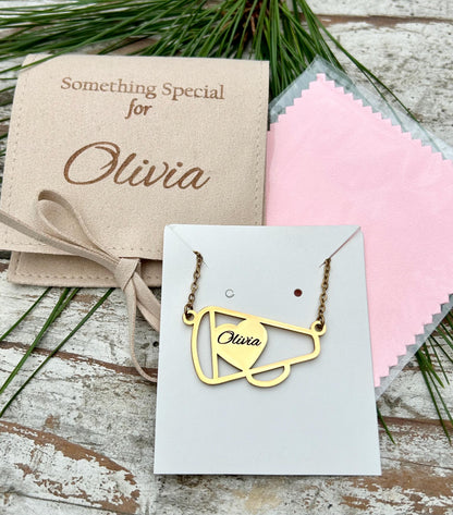 Personalized Cheer Megaphone Name Necklace | Cheerleader Football Jewelry | Cheerleader Mom Necklace | Cheer Team | Cheer Squad Senior Gifts