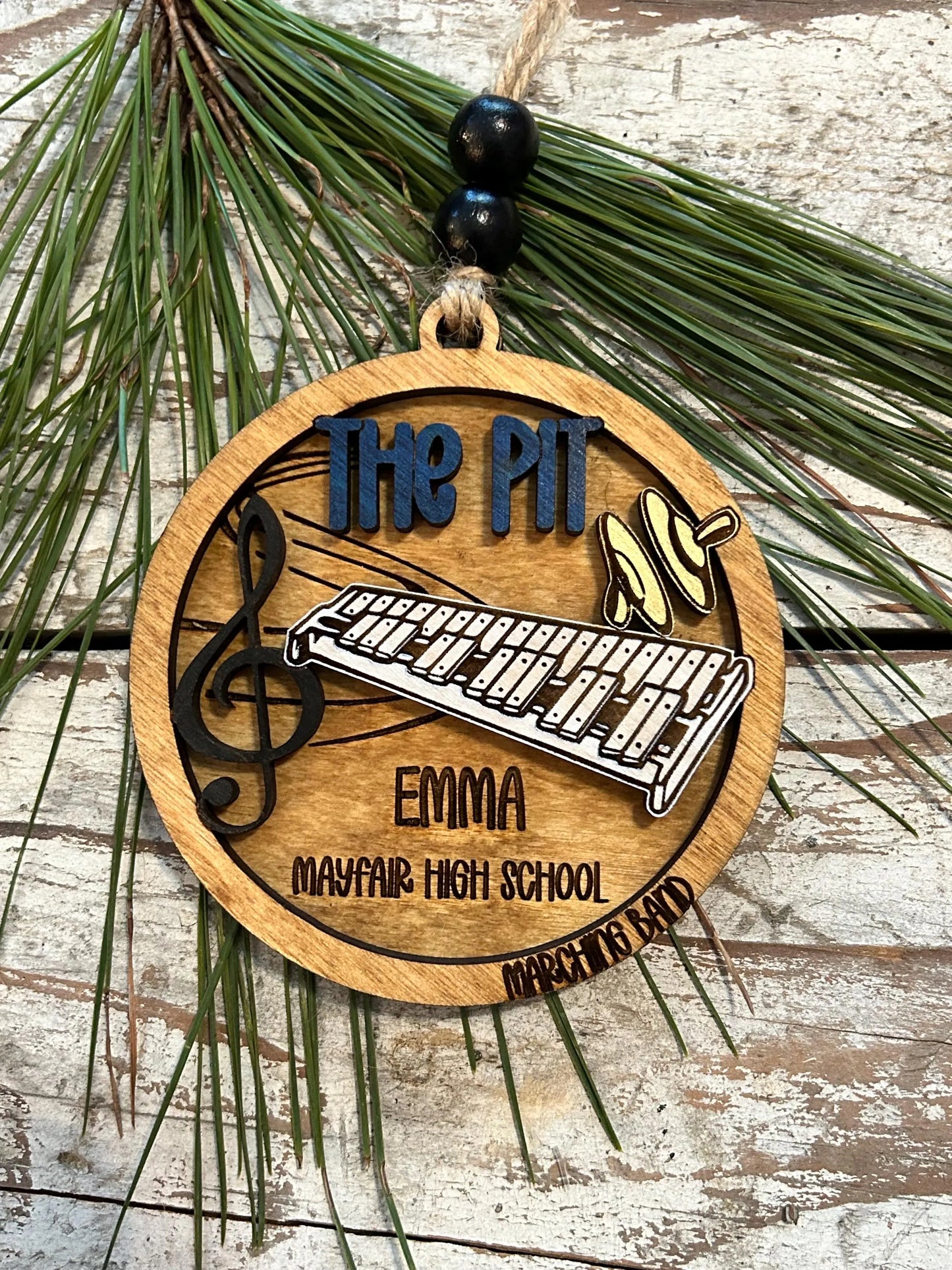 Personalized Pit Marching Band Christmas Tree Ornament | Percussion Xylophone | Triangle | The Pit Custom Band Gift | Gift for Band Director