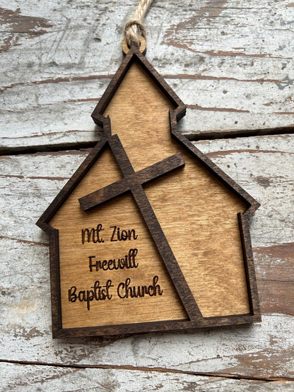 Personalized Church Christmas Tree Ornament | Gift for Sunday School | Gift for Pastor Preacher | Religious Ornament | Fundraiser for Church
